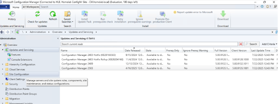 ConfigMgr Install - Updates and Servicing