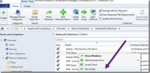 Criar e executar scripts - Configuration Manager