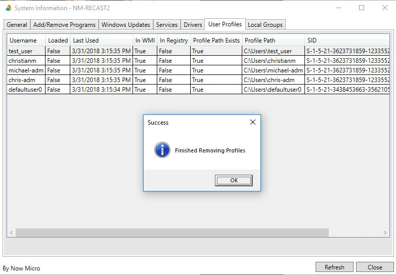Finished Removing Profiles