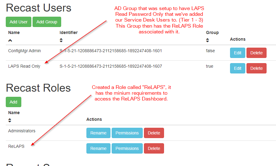 Recast Users - LAPS Read Only