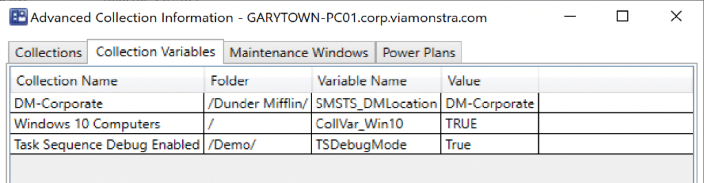 Collection variables