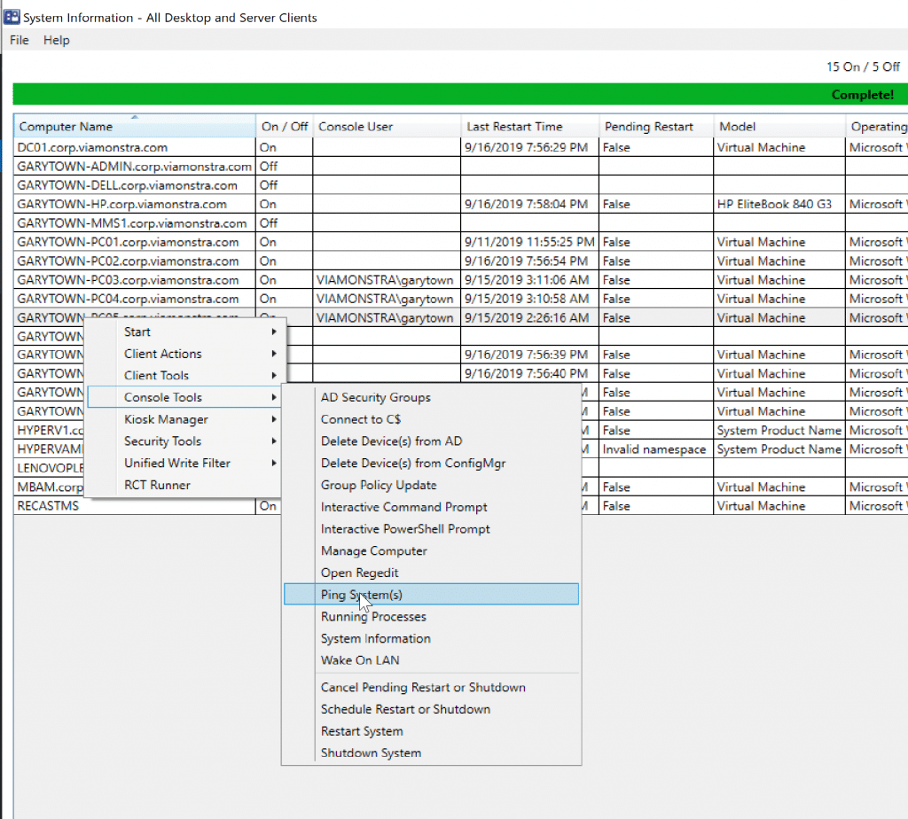 Use the System Information Right Click Tool on the device
