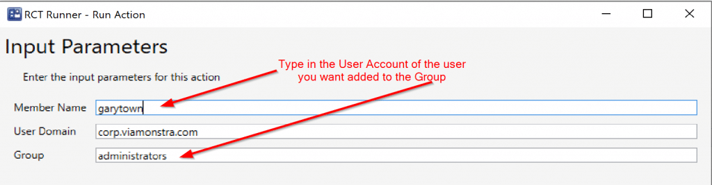 Input parameters