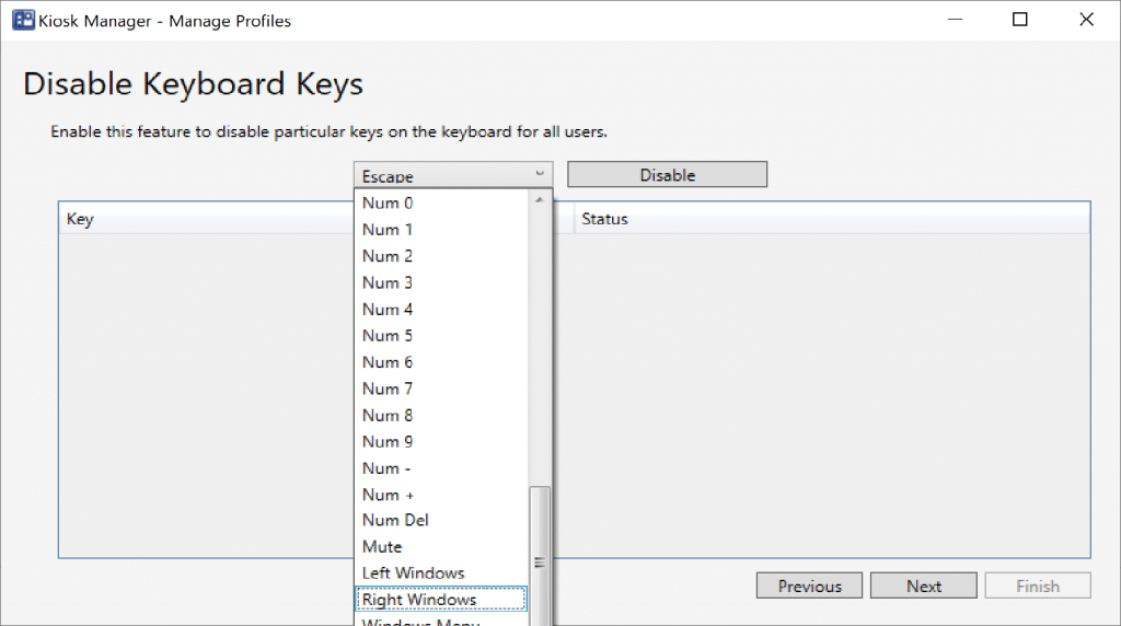 Here you can disable keys on the keyboard.