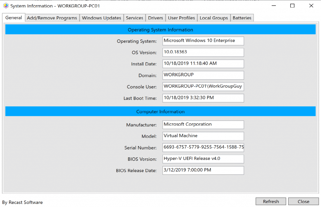 System Information - Workgroup