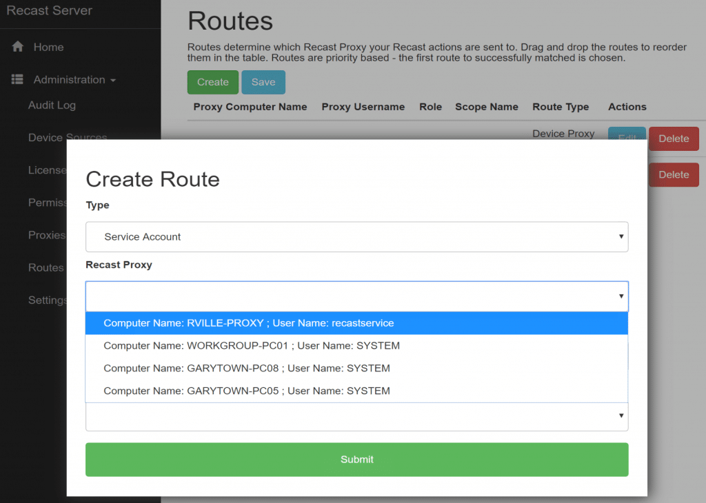 Choose the Proxy Machine for this Route