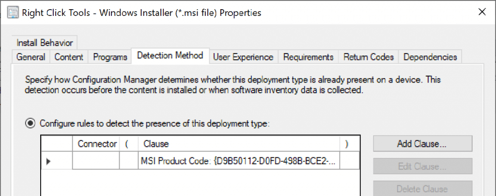 Configure the rules to detect the presence of this deployment type