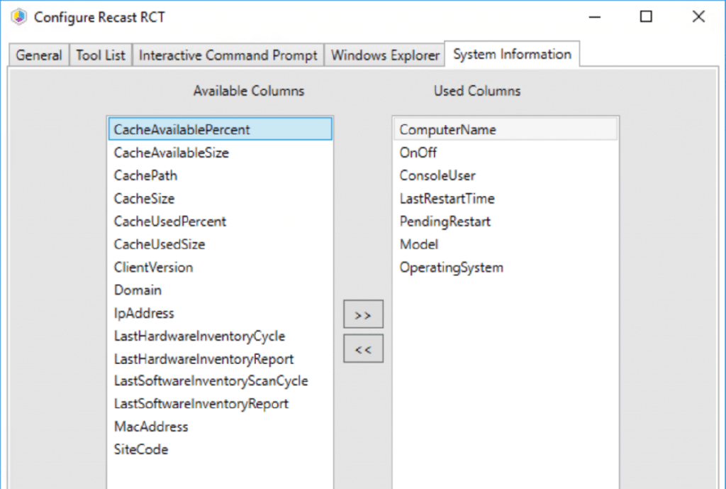 Defaults for System Information