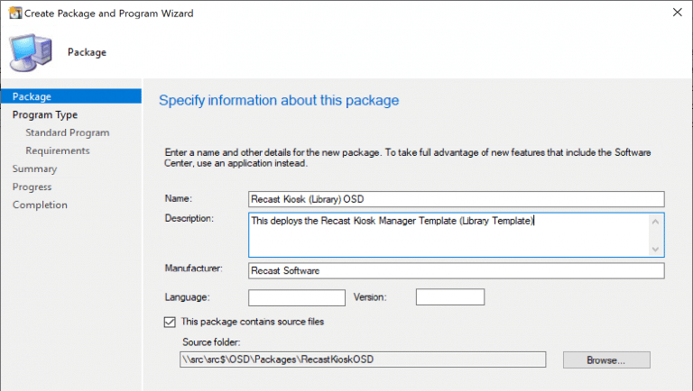 Create a ConfigMgr Package