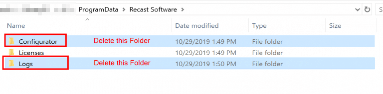 Delete the Logs & Configurator Folders