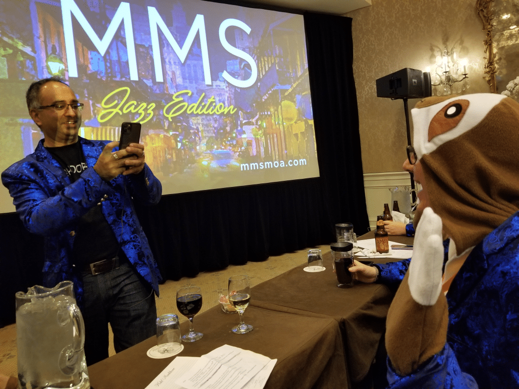 Bryan Dam, or resident Onesie expert posing for the MMS social media guru.