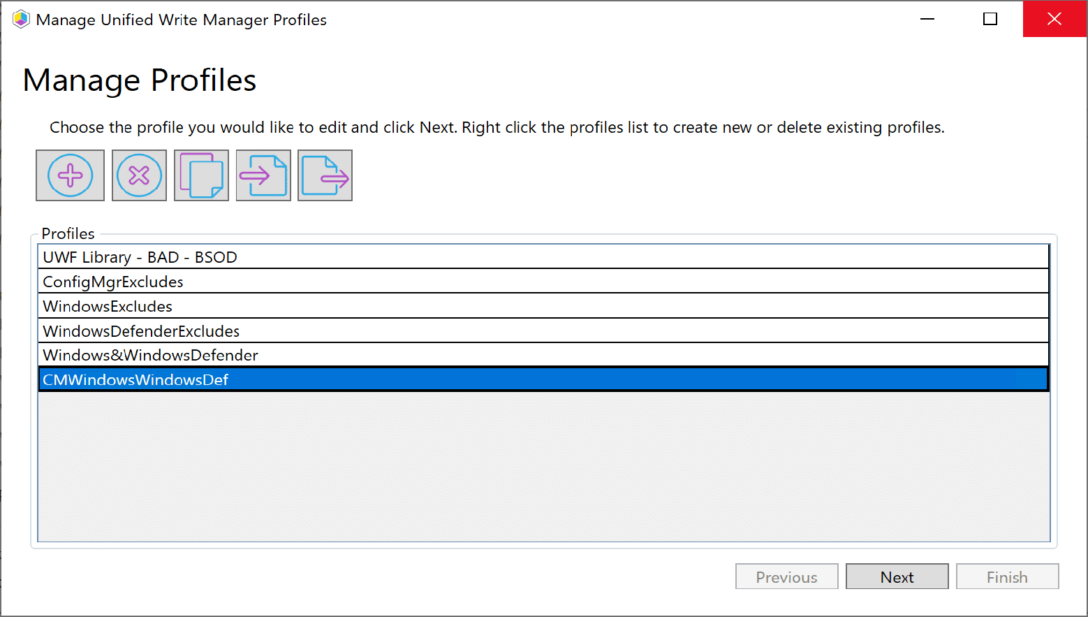 Manage UWF Profiles