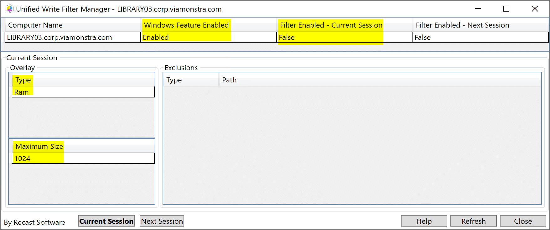 Unified Write Filter Status Tool