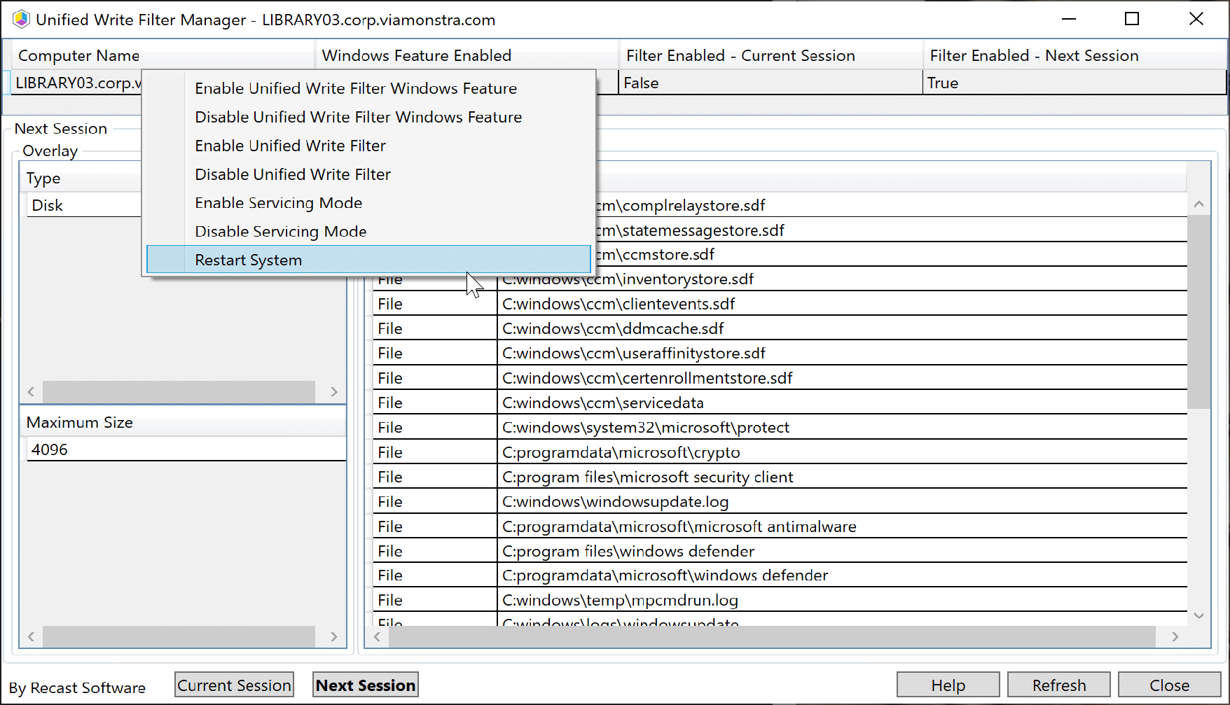Você pode clicar com o botão direito do mouse no nome do computador e obter o menu de contexto e reiniciaremos a partir daí.