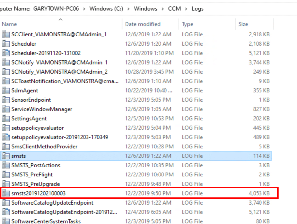 Rename the current c:\windows\ccm\logs\smsts.log file to smsts[TIMESTAMP].log