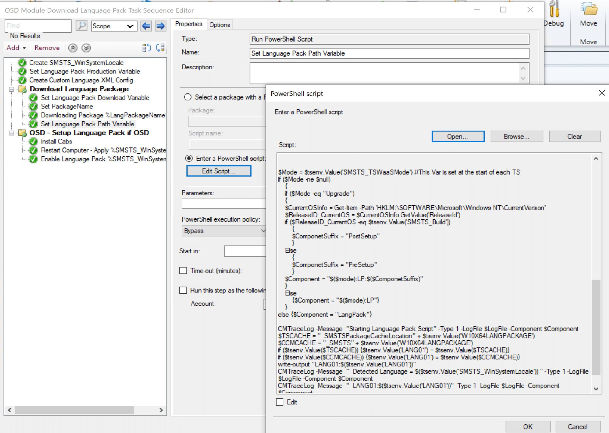 Embedding a Script right into the Task Sequence, no need for a Reference Package