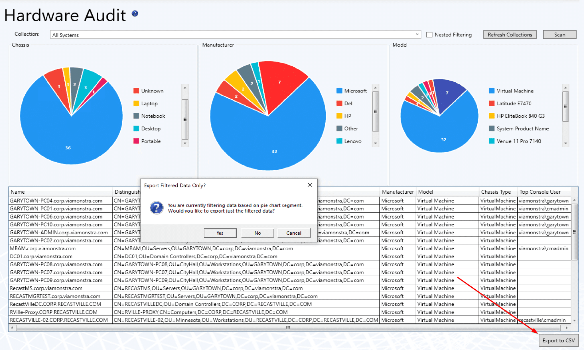 Hardware Audit Dashboard Export Data