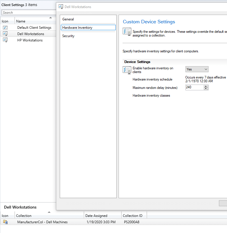 Hardware Inventory - Custom Device Settings