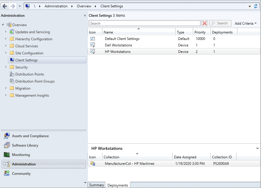 Pick the Client Settings you want to adjust and click Properties.