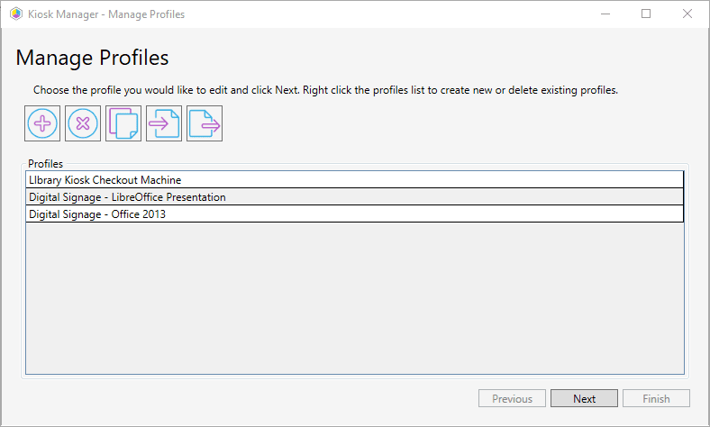 Kiosk Manager Manage Profiles