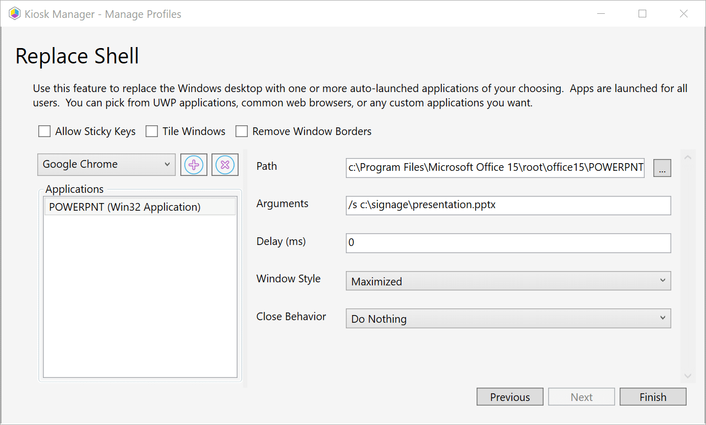 Kiosk Manager replace Shell