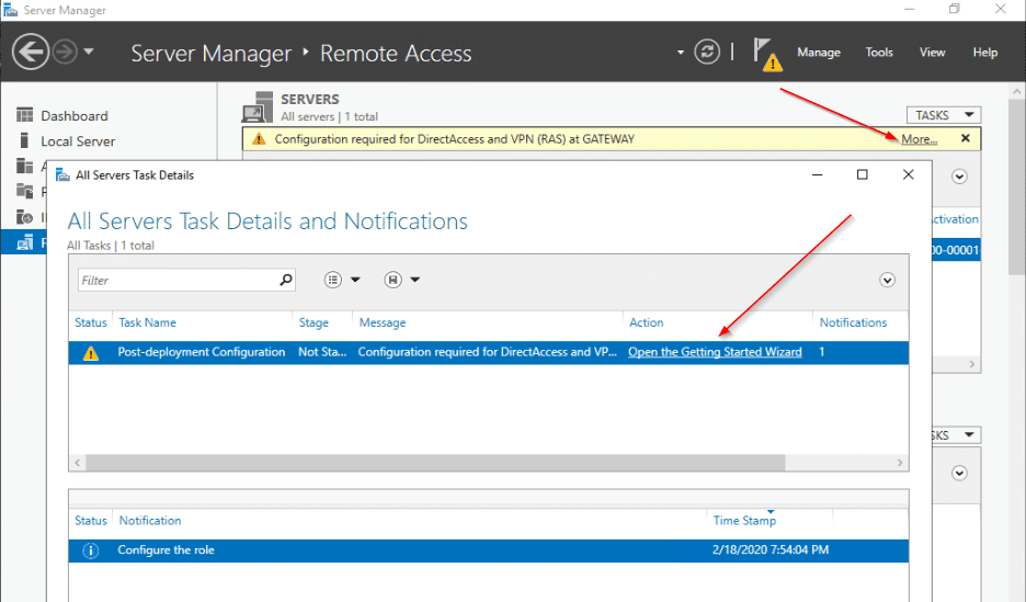 Server Manager Remote Access