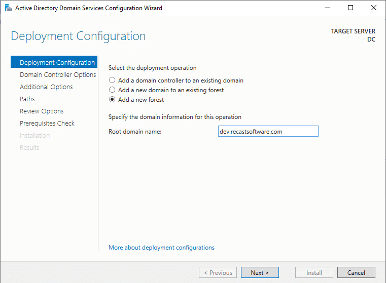 Active Directory Domain Services Configuration Wizard