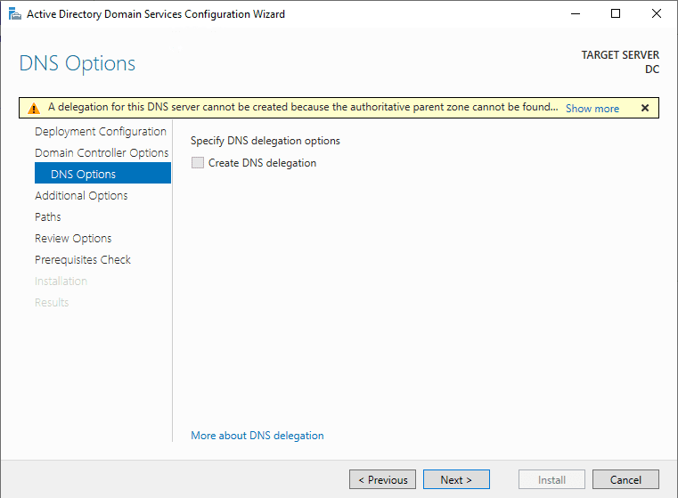 Active Directory Domain Service Configuration Wizard