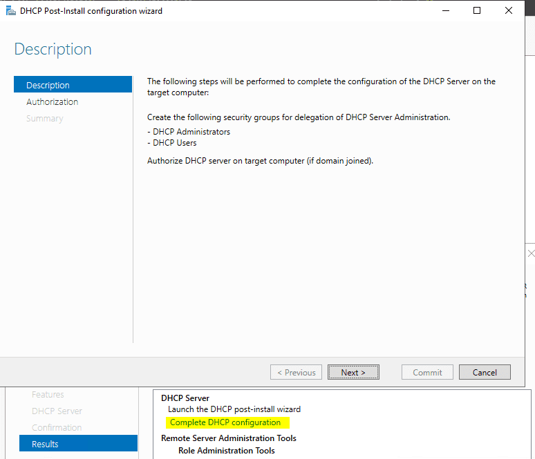 DHCP Post-Install Configuration  manager