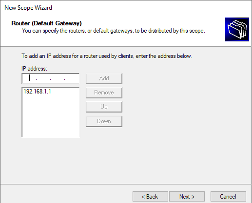 Router default gateway