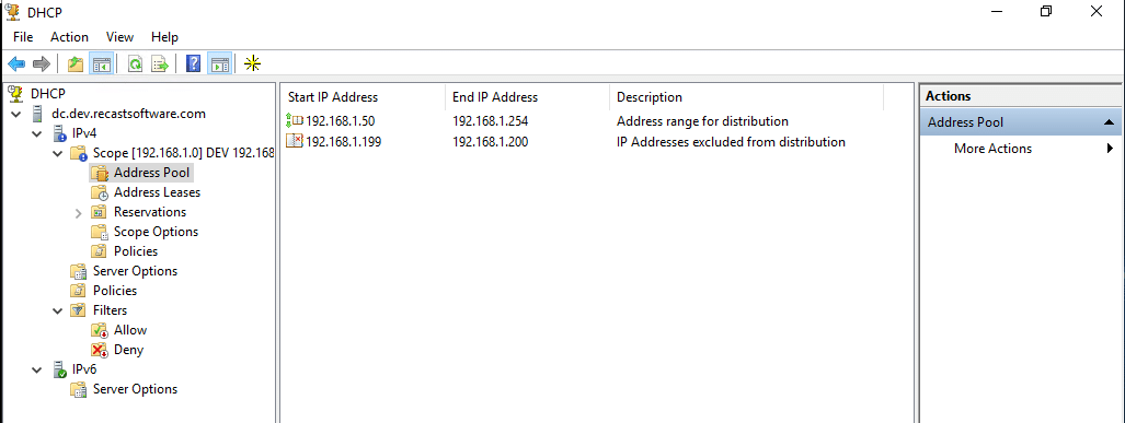 DHCP Address Pool