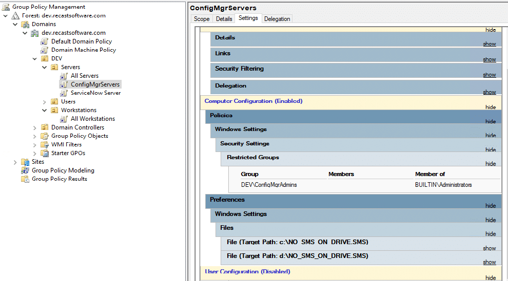 ConfigMgr Servers