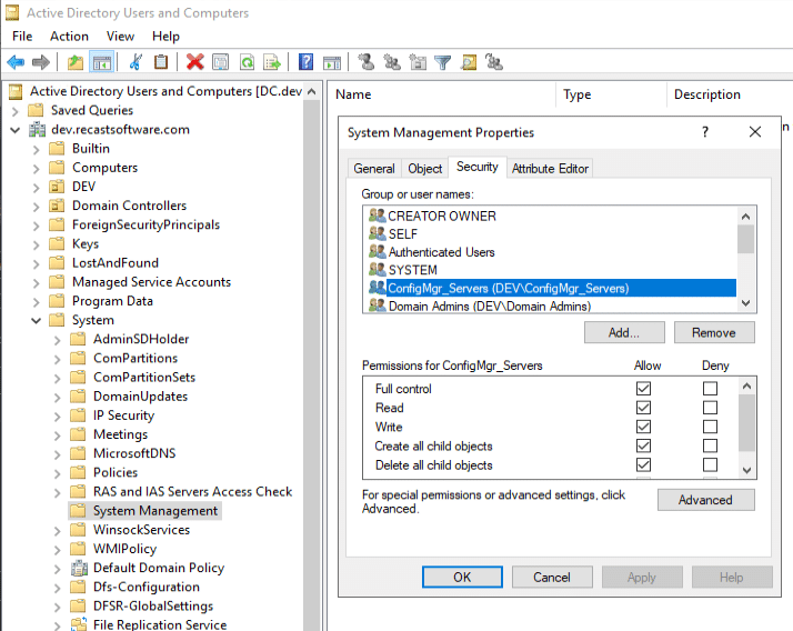 Active Directory Users and Computers