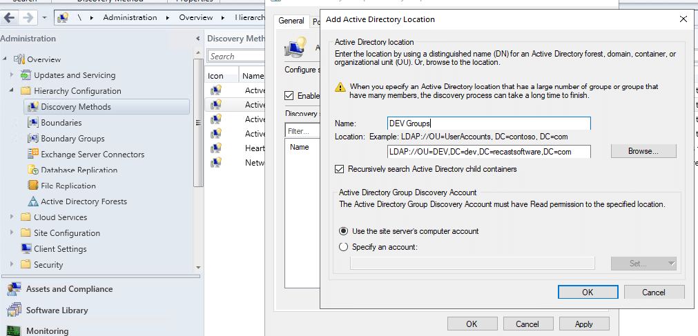 Add Active Directory Location