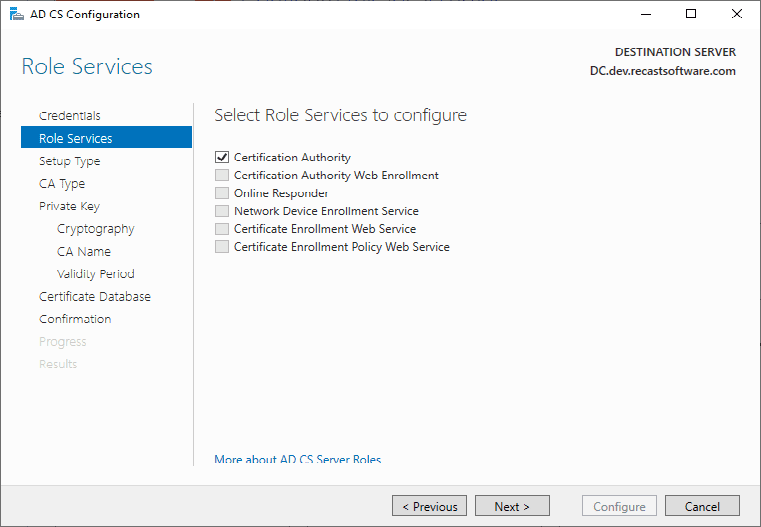 AD CS Configuration