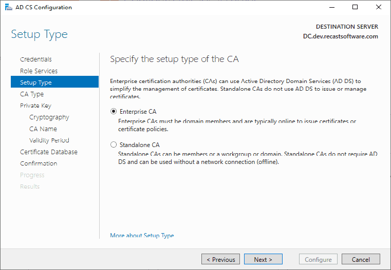 AD CS Configuration