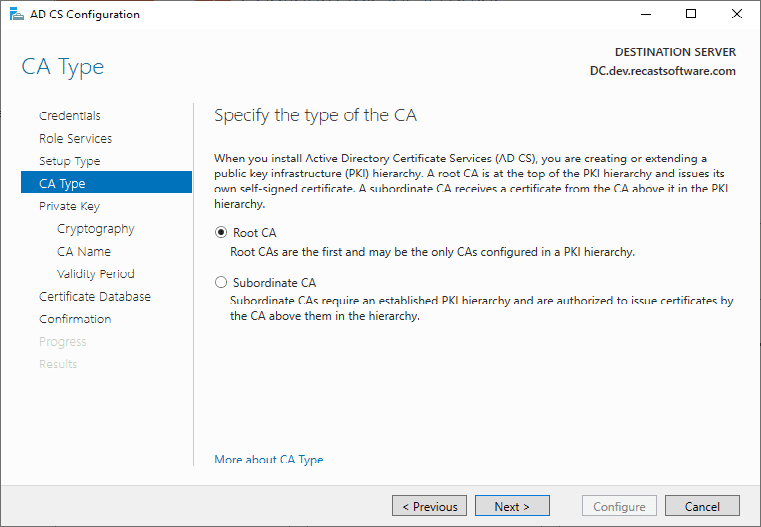 AD CS Configuration