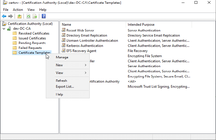 Certification Authority Template