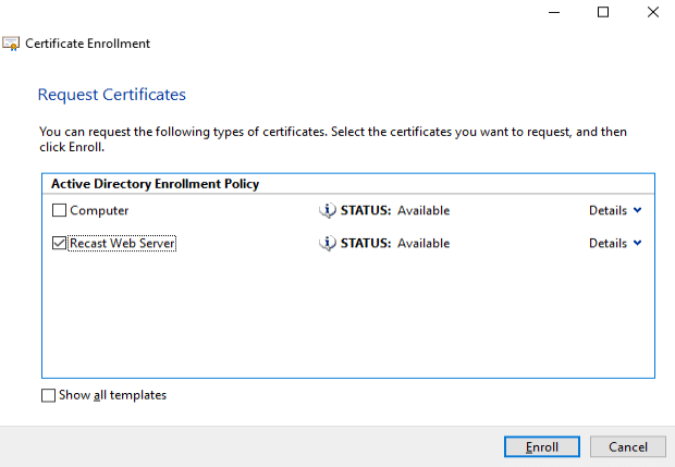 Registro de certificado