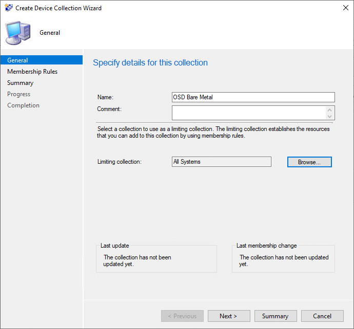 Create Device Collection Wizard general