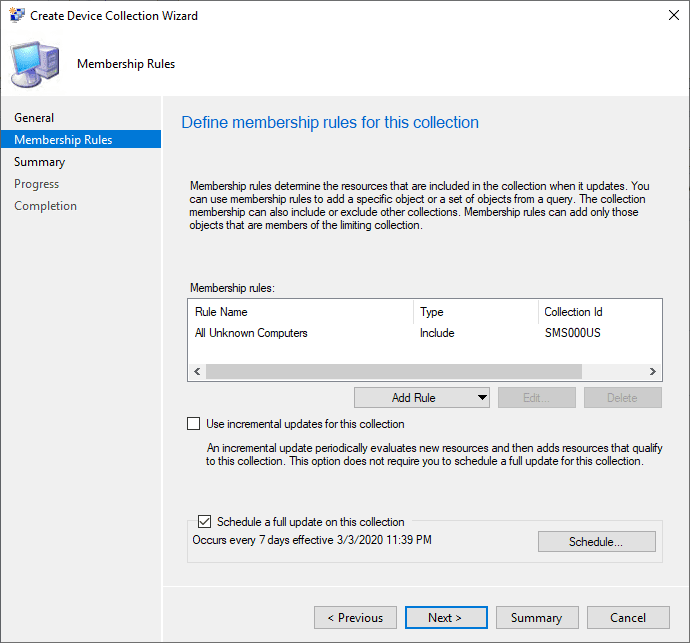 Create Device Collection Wizard Membership Rules