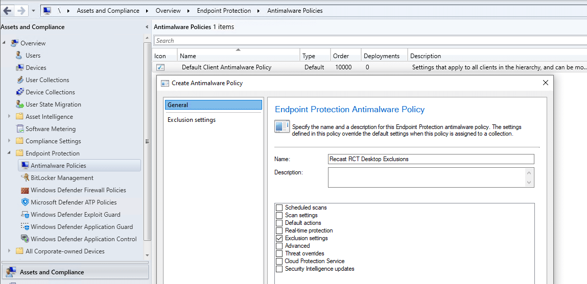 Create Antimalware properties