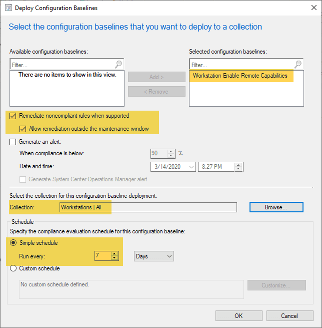 Deploy Configuration baselines