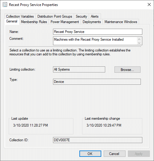 Recast Proxy Service Properties