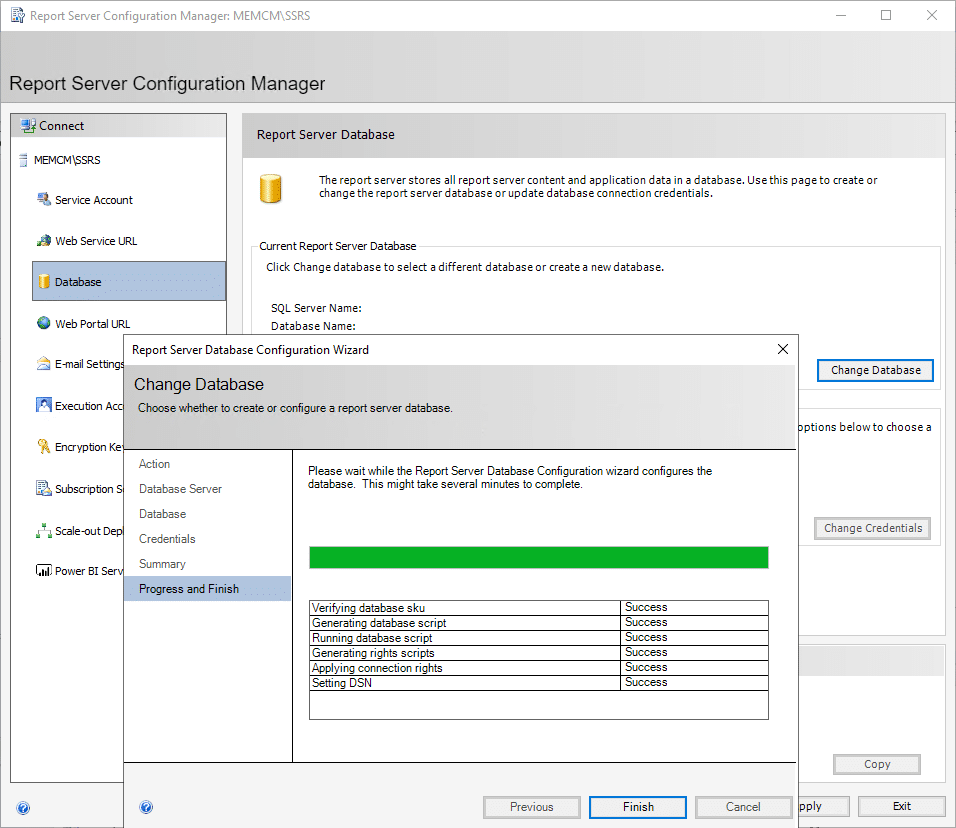 Report Server Configuration Manager Database