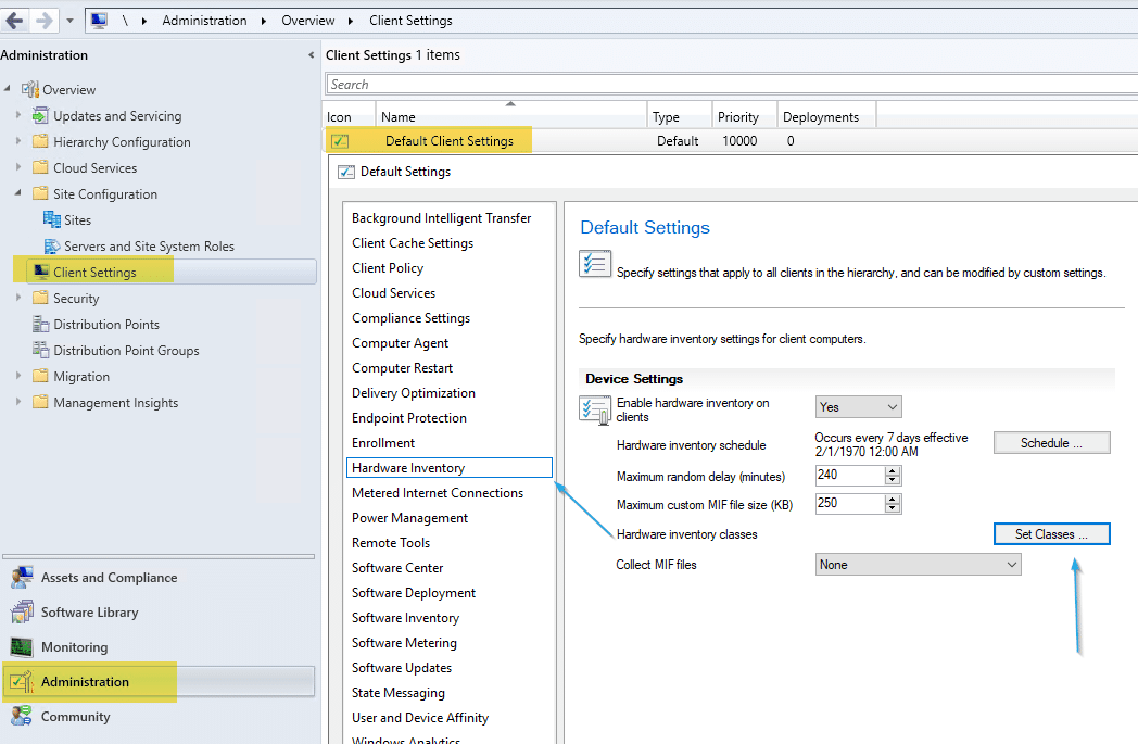 Administrations Node Client Settings