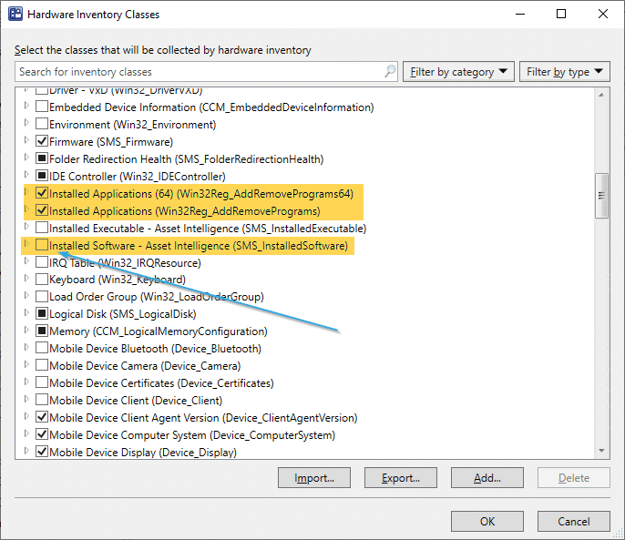 Hardware Inventory Classes Applications