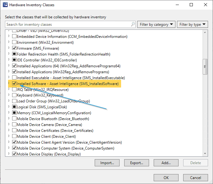 Hardware Inventory Classes Installed Software