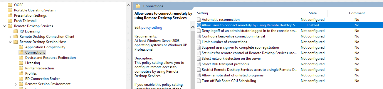 Remore Desktop ja palomuuri RDC