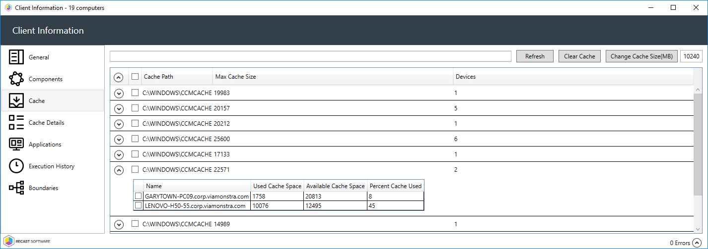 Client Info Cache Tabs